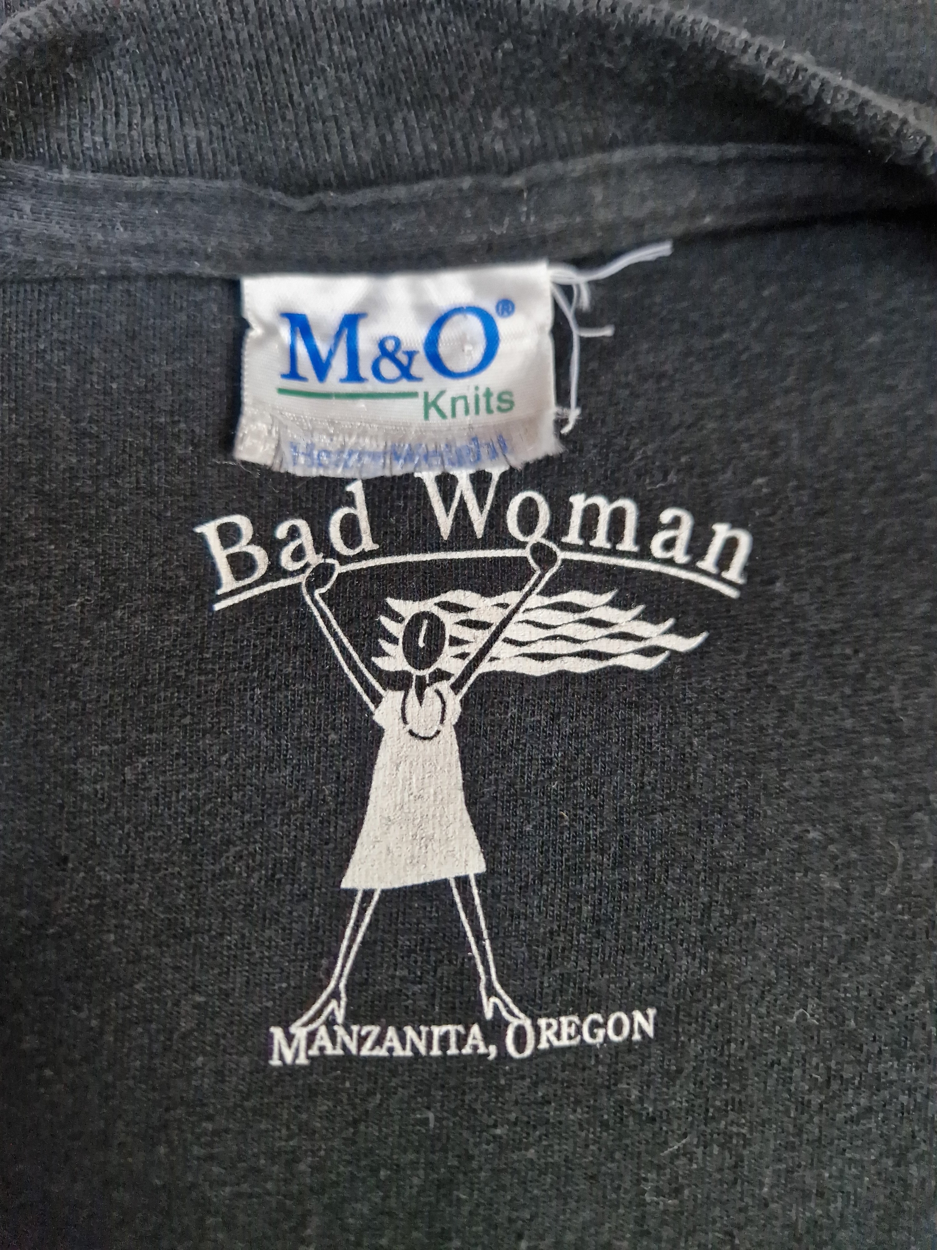 Vintage M&O Knits Shirt "Bad Women, Manzanita Oregon" Schwarz M-L - RareRags
