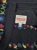 Vintage United Colors Of Benetton Shirt Blumen Print Single Stitch Made In Italy Schwarz XL