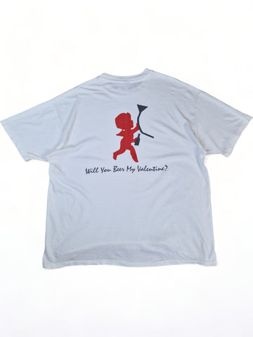 Vintage Hanes Shirt "Will you be my valentine?" Single Stitch Made In USA Weiß XL