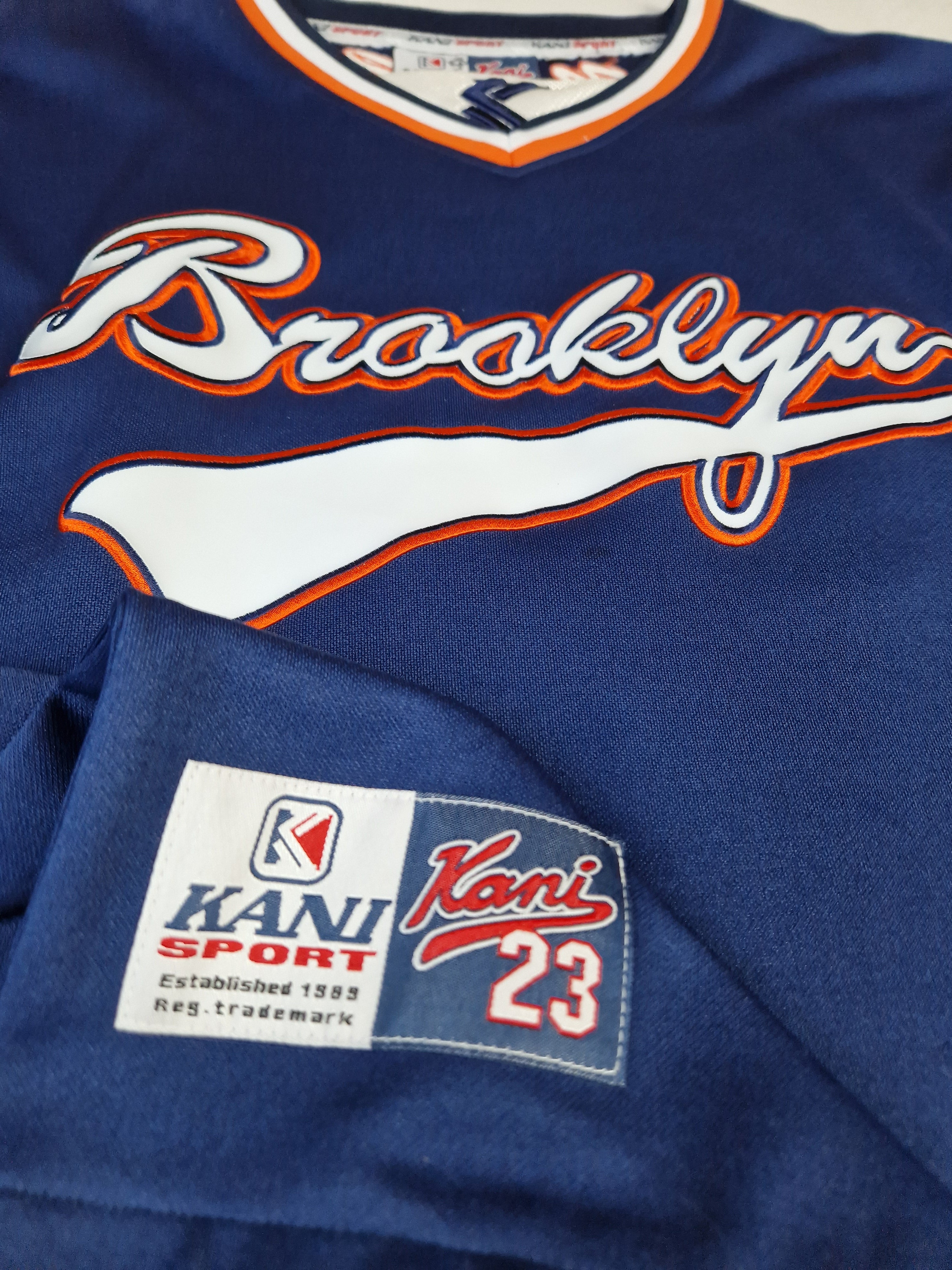 Vintage Karl Kani Jersey Brooklyn #23 Blau Orange XXL