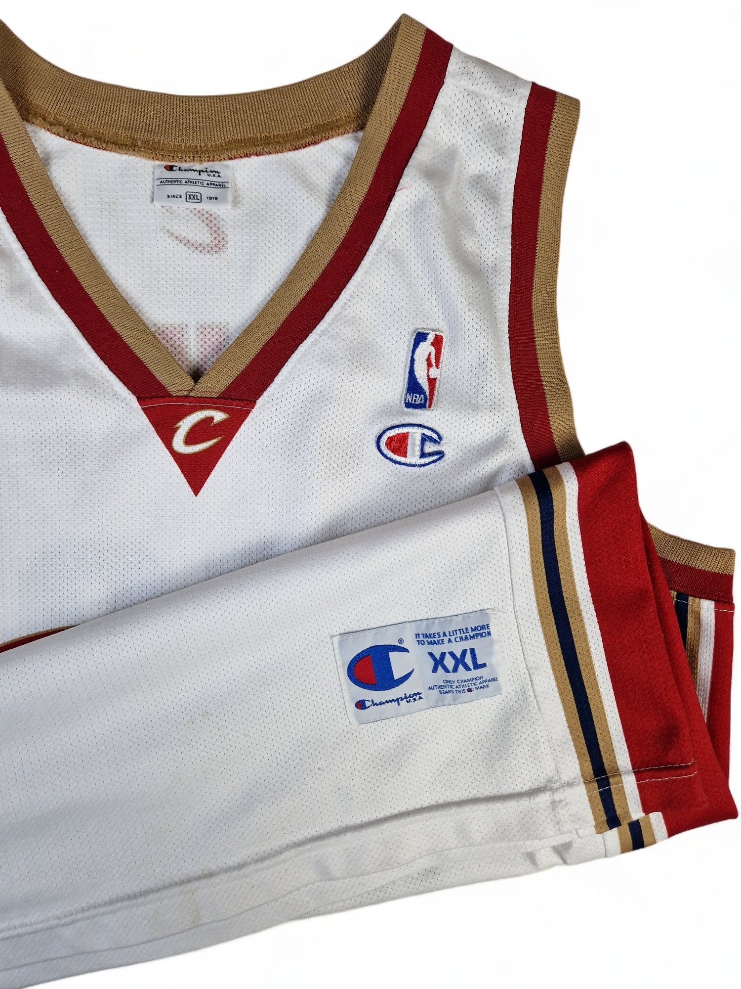 Vintage Champion Jersey Basketball Cleveland Cavaliers James #23 Made In Hungary Weiß XXL