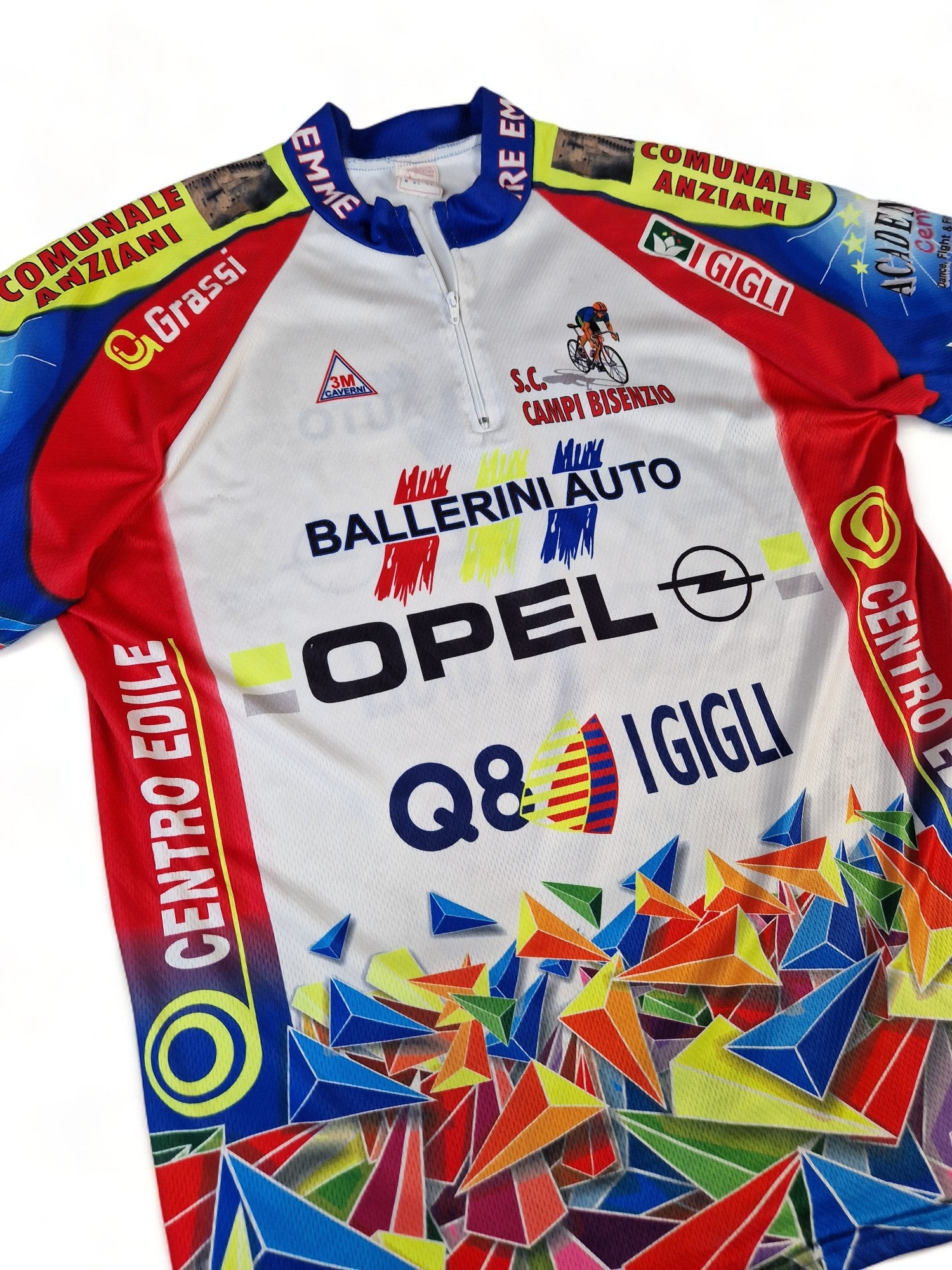 Vintage Tre Emme Rad-Trikot Ballerini Auto Opel Mercedes Q8 I Gigli Bunt (54) XL