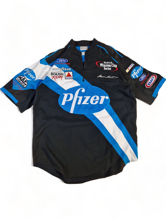 Vintage Team Caliber Shirt Mark Martin Pit Crew NASCAR Winston Cup Schwarz Blau XL