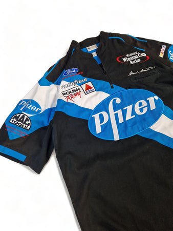 Vintage Team Caliber Shirt Mark Martin Pit Crew NASCAR Winston Cup Schwarz Blau XL
