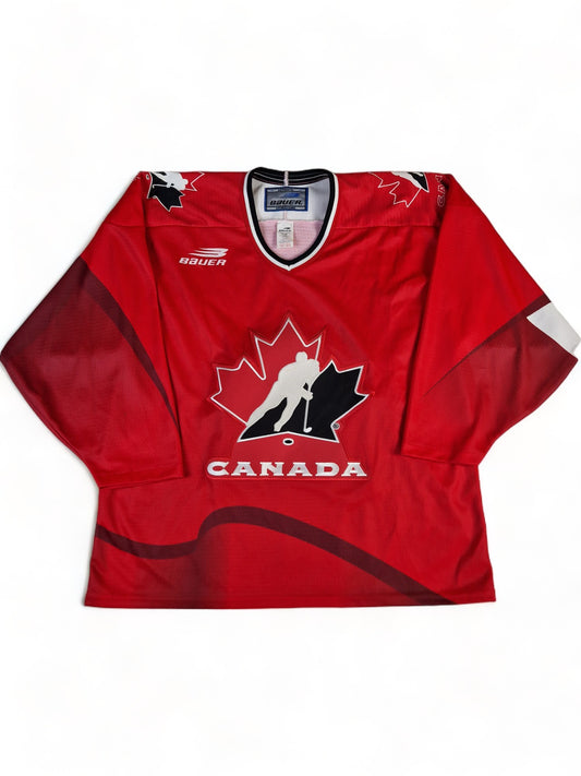 Vintage Bauer Eishockey-Trikot Canada Made In Kanada Rot L