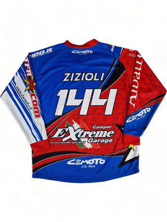 Motorcross-Trikot #144 Zizioli Made In Italy Blau Rot L