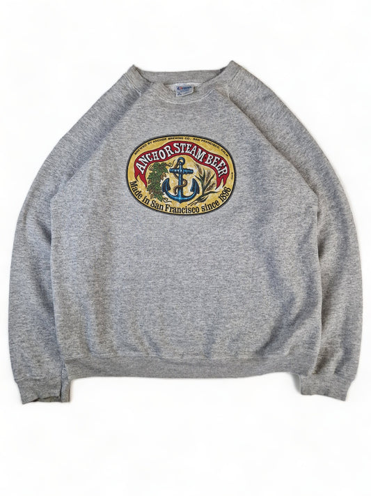 Vintage Hanes Sweater 80s "Anchor Steam Beer" Made In USA Grau XL