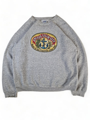 Vintage Hanes Sweater 80s "Anchor Steam Beer" Made In USA Grau XL