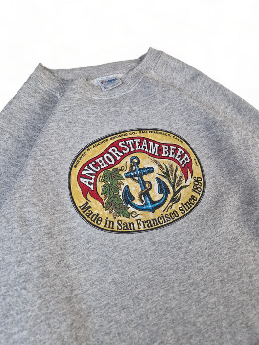 Vintage Hanes Sweater 80s "Anchor Steam Beer" Made In USA Grau XL