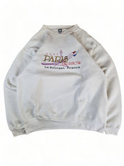 Vintage Cotton Deluxe By Anvil Sweater Paris Airshow 1995 Made In USA Weiß XL