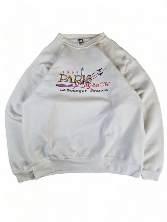 Vintage Cotton Deluxe By Anvil Sweater Paris Airshow 1995 Made In USA Weiß XL