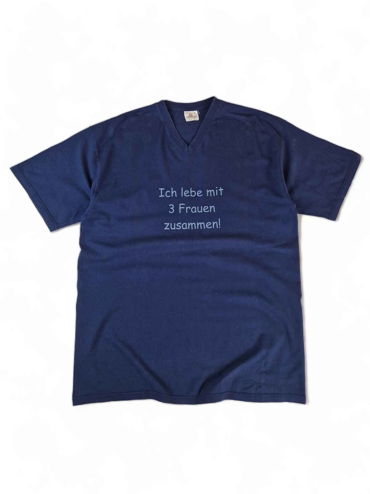 Vintage Promodoro Shirt Die Sims 2000s "Ich lebe mit 3 Frauen zusammen!" Dunkelblau XL - RareRags