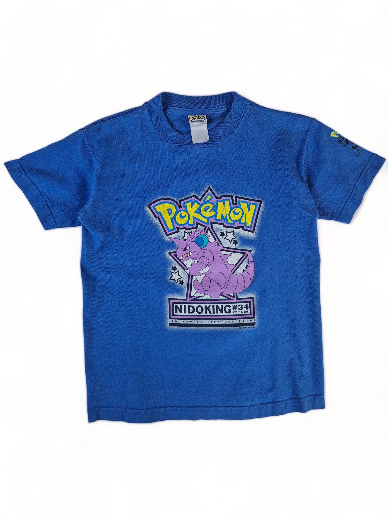Vintage Pokemon Shirt 1999 #34 Nidoking Blau (Kindergröße L) XS-S - RareRags