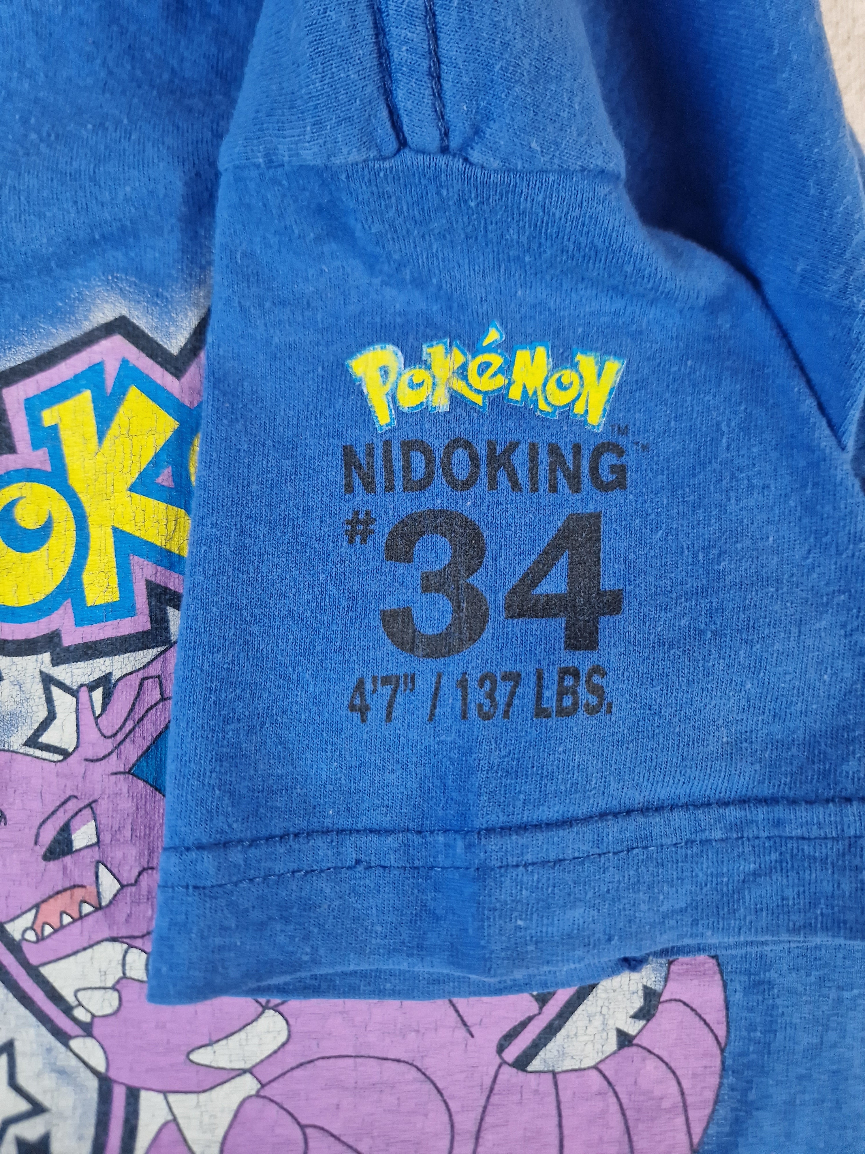 Vintage Pokemon Shirt 1999 #34 Nidoking Blau (Kindergröße L) XS-S - RareRags