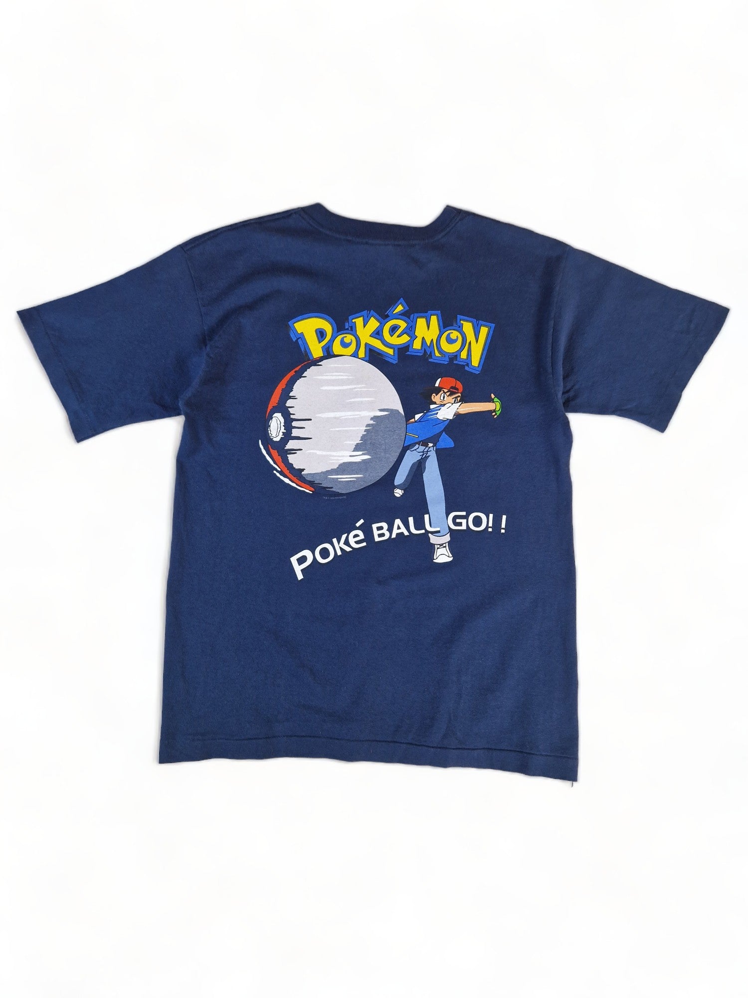 Vintage Pokemon Shirt "Poke Ball Go!" 1999 Nintendo Single Stitch Blau (Kindergröße L) S-M - RareRags
