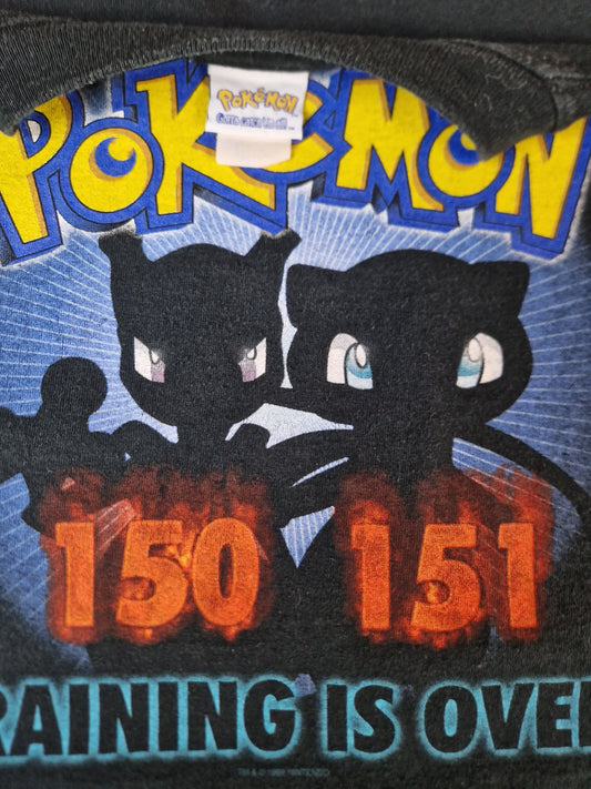 Rare! Vintage Pokemon Shirt 1999 Mew Two "Training is over" Schwarz M-L