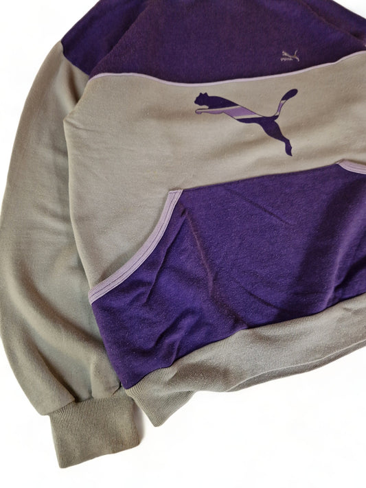 Vintage Puma Sweater Mit Bauchtasche Lila Grau (7) L-XL