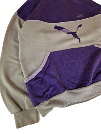 Vintage Puma Sweater Mit Bauchtasche Lila Grau (7) L-XL