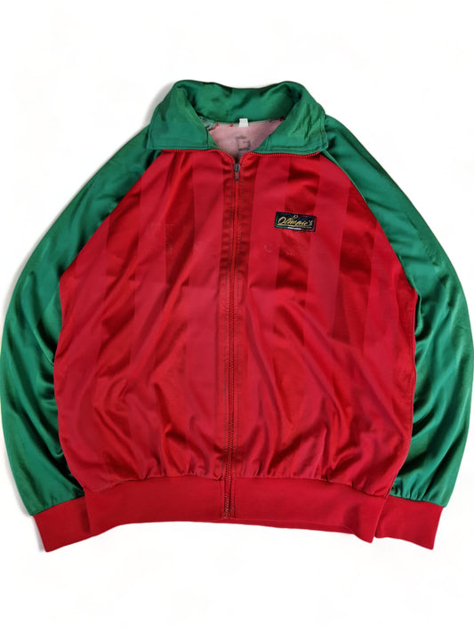 Vintage Olympics Sportjacke 80s Rot Grün (50) L-XL