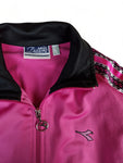 Vintage Diadora Sportjacke Logostreifen Rosa (42) S-M