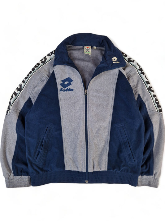 Vintage Lotto Sportjacke Calcio Italia Fußball Grau Blau M