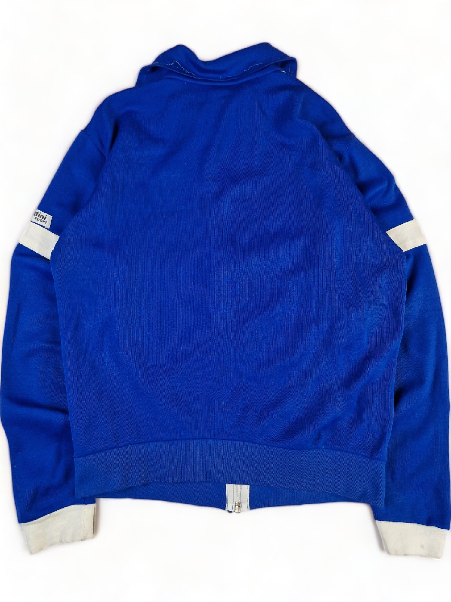 Vintage Valentini Sportjacke 70s #8 U.S. Castelnuovo Italien Fußball Blau Weiß (50) L-XL