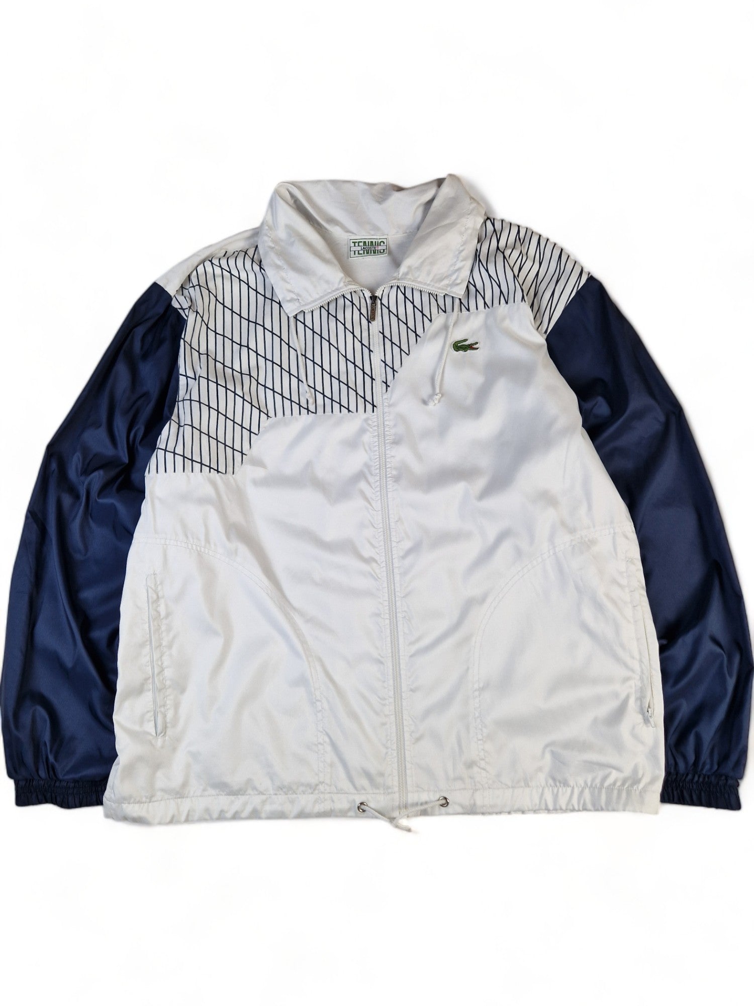 Vintage Lacoste Sportjacke Tennis Weiß Navy L-XL