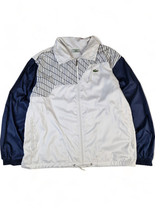 Vintage Lacoste Sportjacke Tennis Weiß Navy L-XL