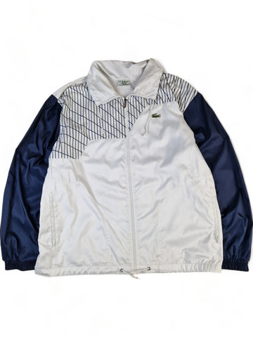 Vintage Lacoste Sportjacke Tennis Weiß Navy L-XL