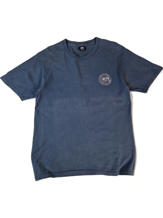 Vintage Stüssy Shirt Backprint Faded Blau Grau M