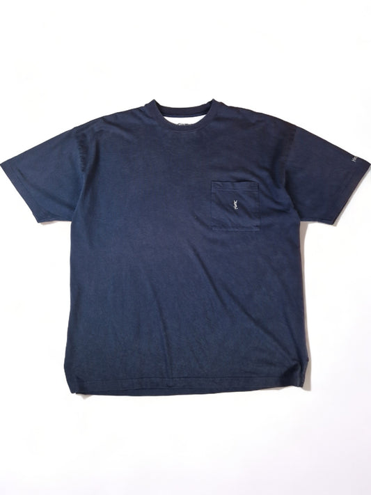 Vintage Yves Saint Laurent Shirt Mit Brusttasche Dunkelblau L-XL