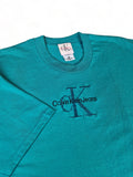 Vintage Calvin Klein Bootleg Shirt Auf Fruit Of The Loom Blank Türkis XL