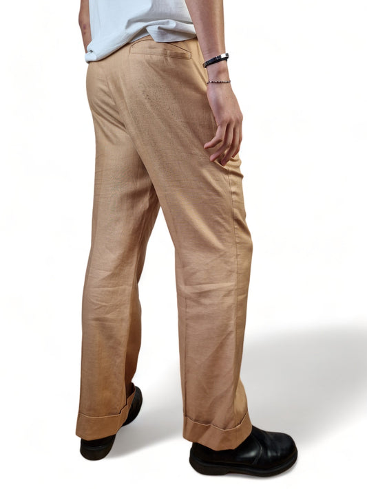 Vintage Leinenhose Made From 100% Irish Linen Fabric Braun L-XL