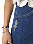 Vintage Tribal Jeans Y2K Vibe Baggy Fit Embroidery Blau 30