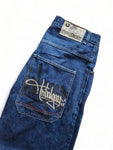 Vintage Tribal Jeans Y2K Vibe Baggy Fit Embroidery Blau 30