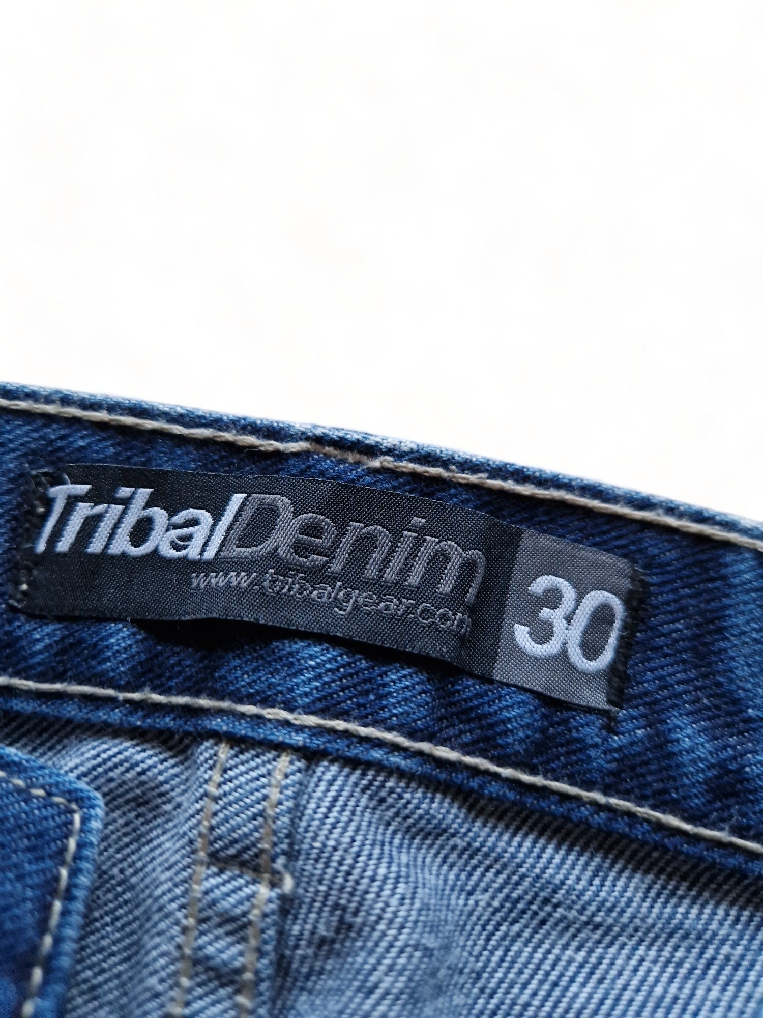 Vintage Tribal Jeans Y2K Vibe Baggy Fit Embroidery Blau 30