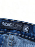 Vintage Tribal Jeans Y2K Vibe Baggy Fit Embroidery Blau 30