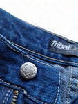 Vintage Tribal Jeans Y2K Vibe Baggy Fit Embroidery Blau 30