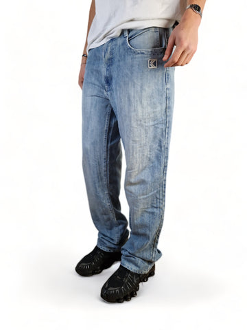 Vintage Karl Kani Jeans Baggy Y2K Fit V-Embroidery Hellblau 34/34