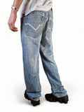 Vintage Karl Kani Jeans Baggy Y2K Fit V-Embroidery Hellblau 34/34