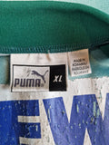 Vintage Puma Trikot EWE Print #3 Mit Unterschirften Grün Weiß XL
