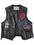 Vintage Date Leaf Lederweste Biker "Germany" Patches Schwarz L