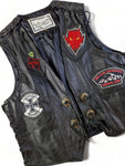 Vintage Date Leaf Lederweste Biker "Germany" Patches Schwarz L