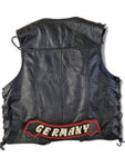 Vintage Date Leaf Lederweste Biker "Germany" Patches Schwarz L