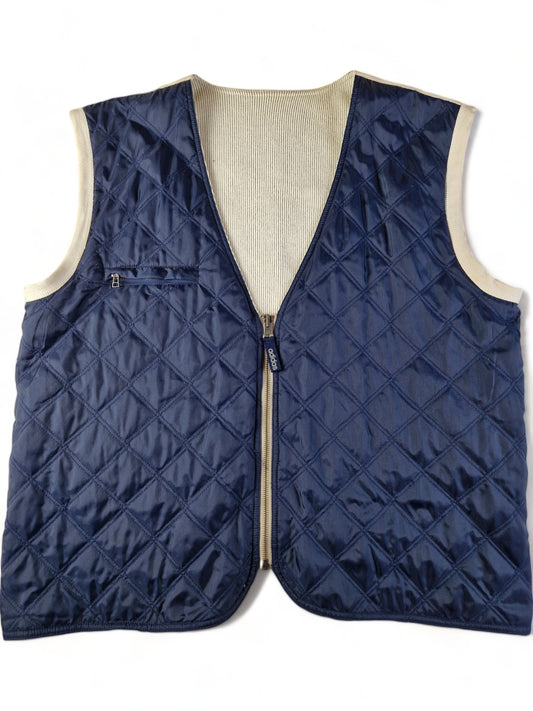 Vintage Adidas Weste Reversible 2in1 Stepp- Und Stoffweste Navy Beige M