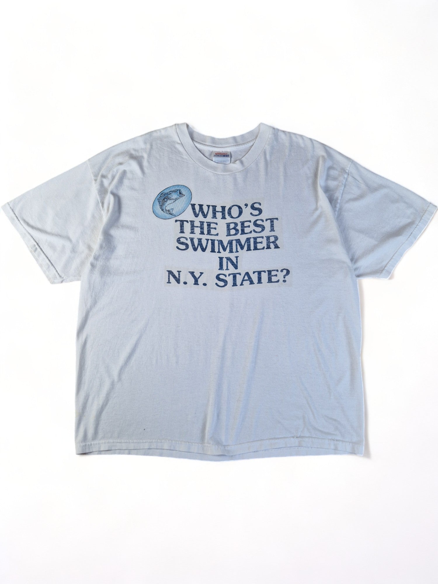 Vintage Hanes Shirt Late 90s "Best swimmer in N.Y. State" Weiß XL - RareRags