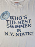 Vintage Hanes Shirt Late 90s "Best swimmer in N.Y. State" Weiß XL