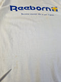 Vintage Fruit Of The Loom Shirt Reebok Bootleg "Reeborn, bc eternal life is not a game" Made In USA Single Stitch M