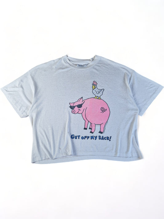 Vintage True Colors Shirt 1993 "Get off my back!" Single Stitch Boxy Weiß L-XL