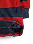 Vintage Puma Sweater Mit Polokragen 80s #50 Made In France Gestreift Schwarz Rot L-XL